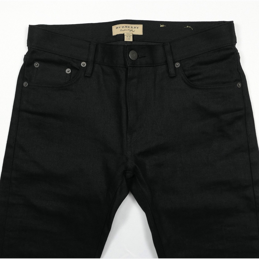 NEW Burberry London 31x33 Jet Black Selvedge Low-rise Skinny Jeans Raw Denim